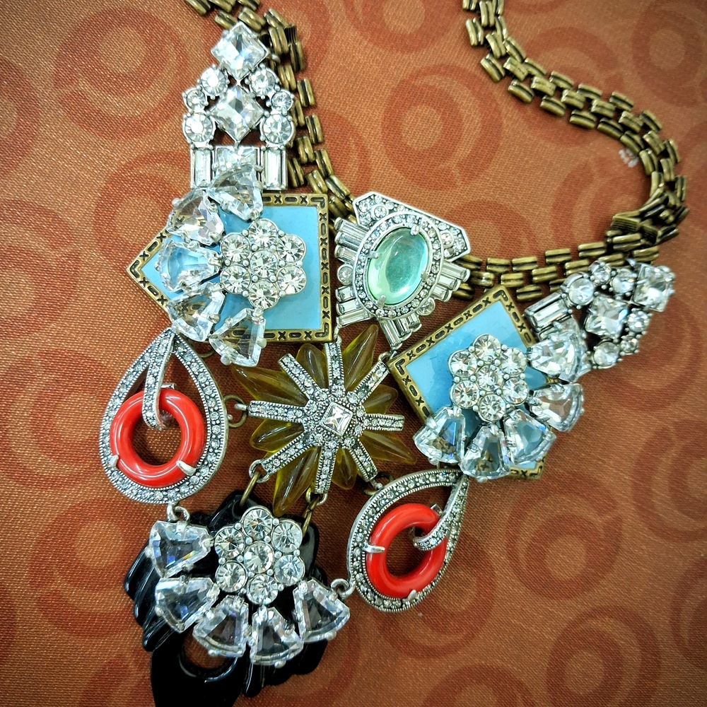 Lulu Frost Crystal and Coral Statement Necklace